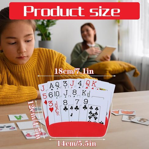 2Pack Plastic Card Holders for Playing Cards, 7x4.7 Playing Card Holder, 3 Layers Design Cards Holders for Adults, Hands-Free Game Accessories for Poker, Bridge (Yellow and Red in Saudi Arabia