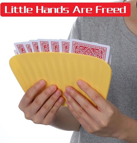 2Pack Plastic Card Holders for Playing Cards, 7x4.7 Playing Card Holder, 3 Layers Design Cards Holders for Adults, Hands-Free Game Accessories for Poker, Bridge (Yellow and Red in Saudi Arabia