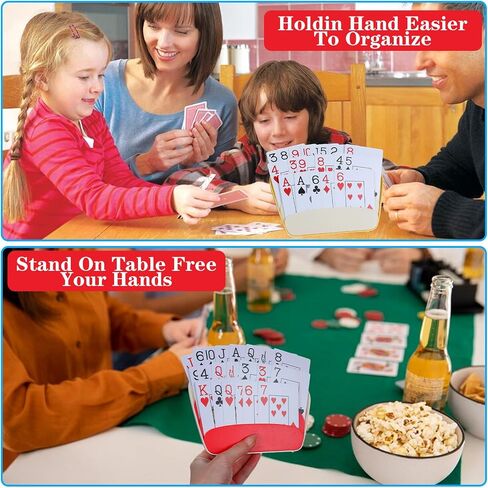 2Pack Plastic Card Holders for Playing Cards, 7x4.7 Playing Card Holder, 3 Layers Design Cards Holders for Adults, Hands-Free Game Accessories for Poker, Bridge (Yellow and Red in Saudi Arabia