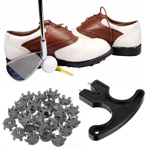 31 pcs 6 mm Golf Spikes for Any Shoe Includes 30 Pcs Golf Spikes Replacement with 1 Black Spanner, Golf Shoe Spikes Replacements for Use on Lawns or Course in Saudi Arabia