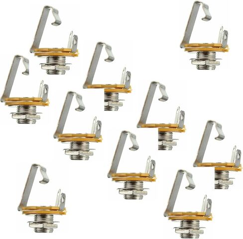 10PCS Mono 1/4" 6.35MM ID Socket Jack Connector Panel Mount Guitar Plate Accessory in Kuwait