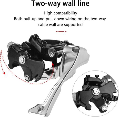 دراجة أمامية Derailleur مصنوعة من سبائك الصلب الكربوني العالي للدراجة الجبلية ناقل الحركة الدقيق لـ 42 34 24t و42 32 22t حلقات سلاسل فضية سوداء 110*80 مم in Saudi Arabia