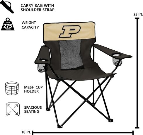 Logo Brands NCAA Purdue Boilermakers Elite Chair, Unisex Adult Chair with Two Cup Holder, One Size, Team Color in Saudi Arabia