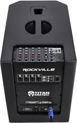 Rockville (2 Titan MIX12C 12 بوصة نظام PA يعمل بالطاقة مع مضخم صوت، خلاط 8 قنوات، بلوتوث، DSP، 3200 واط - مكبر صوت محمول لدي جي والمناسبات (عنصران) in Saudi Arabia