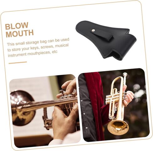 Yardwe 1 PC Portable Cowhide Horn Bag Cover Durable Lost Musical Instrument Protector Lightweight Black Storage Bag for Mouthpieces and Accessories in Saudi Arabia