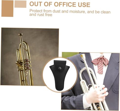 Yardwe 1 PC Portable Cowhide Horn Bag Cover Durable Lost Musical Instrument Protector Lightweight Black Storage Bag for Mouthpieces and Accessories in Saudi Arabia