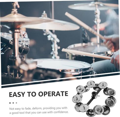 TOYANDONA Hi Hat Tambourine Bell ملحق الصنج ذو الصف المزدوج لمجموعة الطبول صوت محمول خفيف الوزن للعروض، حواف ناعمة للاستخدام الآمن in Saudi Arabia