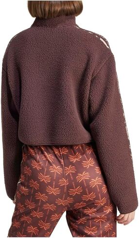 adidas Womens Essentials Mock Neck Long Sleeve Quarter Zip Sweater Training Casual Tops Casual Fleece - Brown - Size L in Saudi Arabia