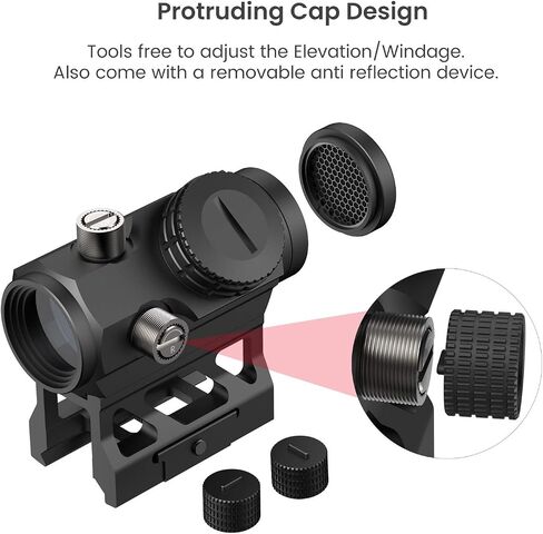 Feyachi 2MOA Red Dot Sight - V30 1x20mm بصريات النقطة الحمراء المدمجة مع Motion Awake Low Profile وحامل الشاهد المشترك المطلق، وأغطية العدسات القابلة للطي وجهاز مضاد للانعكاس in Saudi Arabia