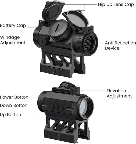 Feyachi 2MOA Red Dot Sight - V30 1x20mm بصريات النقطة الحمراء المدمجة مع Motion Awake Low Profile وحامل الشاهد المشترك المطلق، وأغطية العدسات القابلة للطي وجهاز مضاد للانعكاس in Saudi Arabia