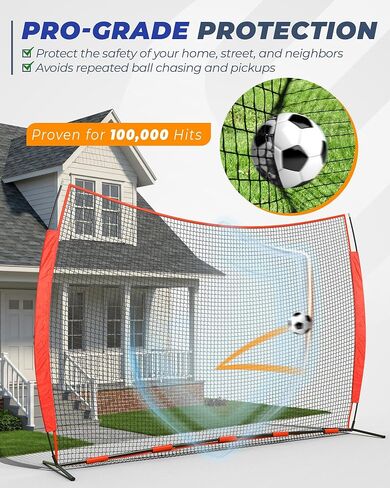 Barricade Backstop Net, 12x9ft/16x10ft/20x10ft Ball Sports Barrier Netting, Protection Screen for Baseball Softball Lacrosse Basketball Soccer Hockey Training for Backyard with Carry Bag in Kuwait