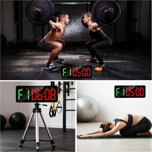 ساعة مؤقت لصالة الألعاب الرياضية لـ Tabata/FBG/EMOM - ساعة تمرين كبيرة لصالة الألعاب الرياضية المنزلية مع جهاز تحكم عن بعد، العد التنازلي لأعلى | ساعة توقيت، مؤقت رقمي للياقة البدنية للمنزل/اليوغا/الملاكمة/المرآب in Saudi Arabia