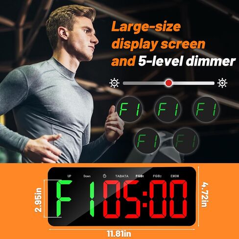 ساعة مؤقت لصالة الألعاب الرياضية لـ Tabata/FBG/EMOM - ساعة تمرين كبيرة لصالة الألعاب الرياضية المنزلية مع جهاز تحكم عن بعد، العد التنازلي لأعلى | ساعة توقيت، مؤقت رقمي للياقة البدنية للمنزل/اليوغا/الملاكمة/المرآب in Saudi Arabia