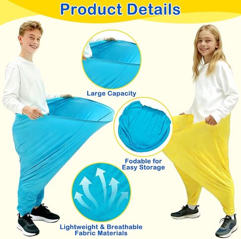 11 PCS Granny Pants Yard Game Set, Oversized Blue & Yellow Pants With 8 Colorful Bouncy Balls & 1 Air Pump, Outdoor Tossing Games For Adults Family Birthday Christmas Party Backyard Reunion Gatherings in Saudi Arabia