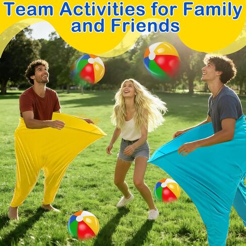 11 PCS Granny Pants Yard Game Set, Oversized Blue & Yellow Pants With 8 Colorful Bouncy Balls & 1 Air Pump, Outdoor Tossing Games For Adults Family Birthday Christmas Party Backyard Reunion Gatherings in Saudi Arabia