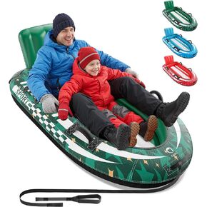 QPAU زلاجة ثلجية قابلة للنفخ لشخصين مع غطاء قماش ممتاز، زلاجة شديدة التحمل مع مسند ظهر ومقابض معززة، أنابيب ثلج للأطفال والكبار، ألعاب شتوية قابلة للنفخ in Kuwait