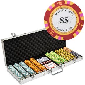 علبة رقائق بوكر مونت كارلو من الأكريليك مكونة من 1000 قطعة - مجموعة مركبة من الطين الثقيل بوزن 13.5 جرام - رقائق كازينو لتكساس هولدم والبلاك جاك - ملحقات ألعاب الرهان in Kuwait