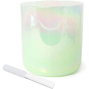 وعاء الغناء الكريستالي الكيميائي بلون اللؤلؤ الأخضر مقاس 8 بوصة، وعاء الصوت، هدية لتأمل اليوجا وشفاء الصوت، مع مهاجم أكريليك مجاني وحلقة دائرية (ملاحظة F) in Kuwait