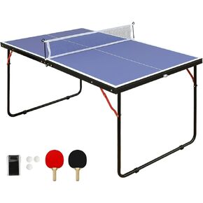 4.5FT/6FT/8FT Mid-Size Table Tennis Table Ping-Pong Table Set Foldable & Portable Table Indoor Outdoor for Family Game in Kuwait