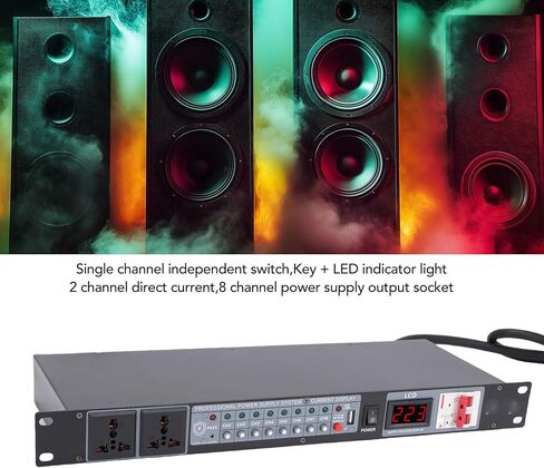 Dpofirs 10 Channel Power Sequencer, Power Conditioner with Delay Switch, Digital Voltage Display, Suitable for Home Theater Stage, Studio Use (US Plug) in Saudi Arabia