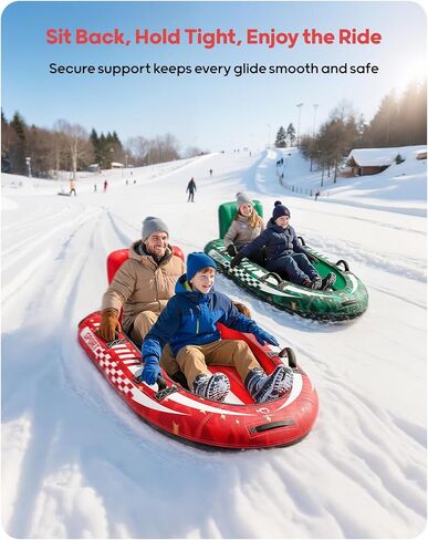 QPAU زلاجة ثلجية قابلة للنفخ لشخصين مع غطاء قماش ممتاز، زلاجة شديدة التحمل مع مسند ظهر ومقابض معززة، أنابيب ثلج للأطفال والكبار، ألعاب شتوية قابلة للنفخ in Kuwait