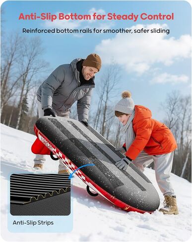 QPAU زلاجة ثلجية قابلة للنفخ لشخصين مع غطاء قماش ممتاز، زلاجة شديدة التحمل مع مسند ظهر ومقابض معززة، أنابيب ثلج للأطفال والكبار، ألعاب شتوية قابلة للنفخ in Kuwait