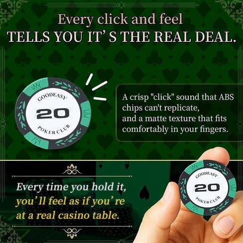 Poker Chips 100pcs Set with Case – Casino Grade Clay Composite, Weighted 14g, Home Casino Game, Beginner Friendly Gift in Saudi Arabia