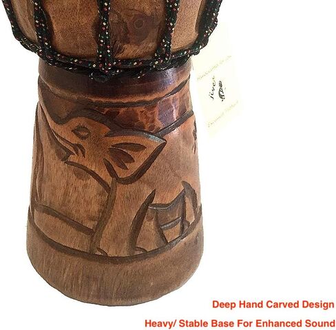 طبلة Djembe Drum من الخشب الصلب المنحوت بعمق طبلة Bongo كونغو الأفريقية - مقاس متوسط ​​مرتفع 30.48 سم - جودة احترافية - غير مصنوعة في الصين - العلامة التجارية JIVE (دولفين) in Kuwait