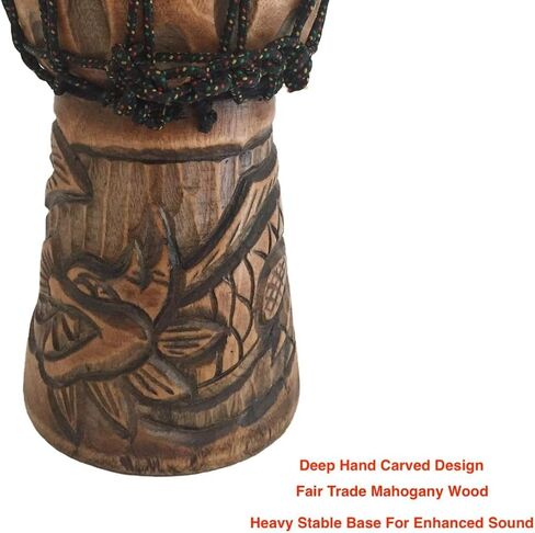 طبلة Djembe Drum من الخشب الصلب المنحوت بعمق طبلة Bongo كونغو الأفريقية - مقاس متوسط ​​مرتفع 30.48 سم - جودة احترافية - غير مصنوعة في الصين - العلامة التجارية JIVE (دولفين) in Kuwait