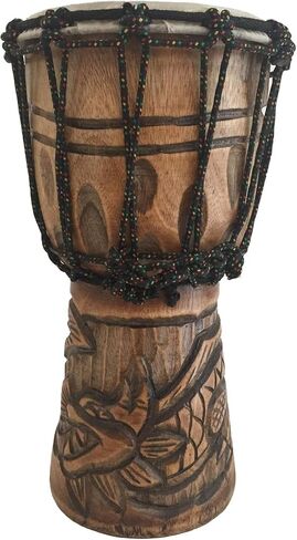 طبلة Djembe Drum من الخشب الصلب المنحوت بعمق طبلة Bongo كونغو الأفريقية - مقاس متوسط ​​مرتفع 30.48 سم - جودة احترافية - غير مصنوعة في الصين - العلامة التجارية JIVE (دولفين) in Kuwait