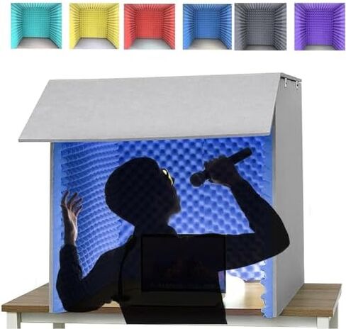 حجرة تسجيل محمولة عازلة للصوت - صندوق عزل لاستوديوهات الموسيقى والاستخدام المنزلي، تقليل الضوضاء للبودكاست والغناء، مثالي للتسجيل المنزلي والتدريب الصوتي in Kuwait