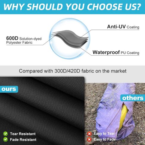 Fade and Tear Resistant Trailerable Cover with Waterproof Zipper, 600D Marine Grade Heavy-Duty Waterproof Canoe Cover Fit for 12ft Kayak, Indoor/Outdoor Storage, Gray in Saudi Arabia