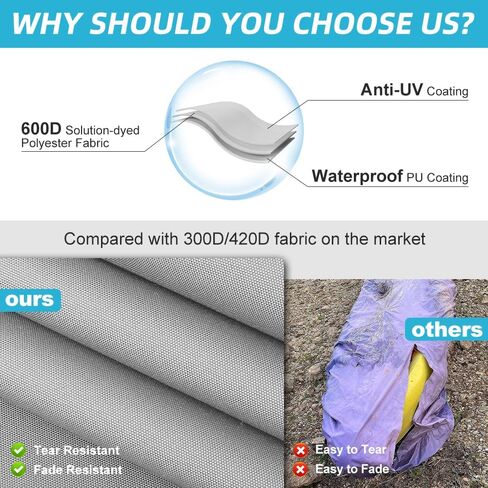 Fade and Tear Resistant Trailerable Cover with Waterproof Zipper, 600D Marine Grade Heavy-Duty Waterproof Canoe Cover Fit for 12ft Kayak, Indoor/Outdoor Storage, Gray in Saudi Arabia