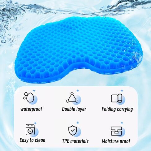 Kayak Seat Cushion - Blue Cooling Gel Kayak Accessory Removable Waterproof Cover | Comfort for Kayak Seats, Fishing, Car seat，Office Chair & Outdoor Use in Saudi Arabia