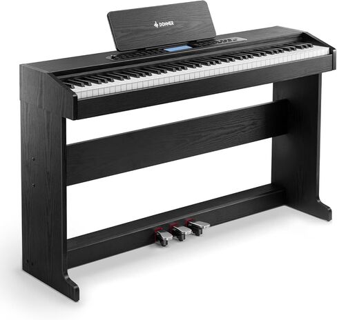 Donner DDP-95 Digital Piano with 88 Key Weighted Keyboard, Beginner Full Size Electric Piano Keyboard Boast Wireless Connection, 4.3" LCD, Record, 610 Tones, 600 Rhythms, 3 Piano Teaching Modes, Black in Saudi Arabia