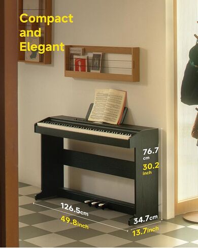 Donner DDP-95 Digital Piano with 88 Key Weighted Keyboard, Beginner Full Size Electric Piano Keyboard Boast Wireless Connection, 4.3" LCD, Record, 610 Tones, 600 Rhythms, 3 Piano Teaching Modes, Black in Saudi Arabia