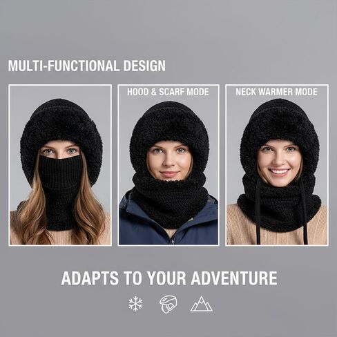 3 in 1 Beanie Hat with Scarf and Mask, 3 in 1 Beanie Hat for Women, Knitted Ski Scarf and Mask Set, Balaclava Hats in Saudi Arabia