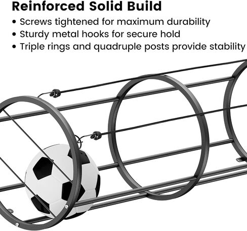 Garage Ball Storage Rack – Freestanding & Wall Mounted Sports Organizer with Elastic Cords Holds 7 Balls – Space Saving Basketball Soccer Football Holder for Home Kids Room in Saudi Arabia