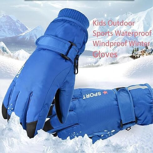 IZUS Water-Repellent Snow-Ski-Mittens for Kids Winter-Outdoor-Sports Warm-Windproof Skiing-Gloves Boy-Girls 5-10 Years in Saudi Arabia