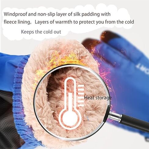 IZUS Water-Repellent Snow-Ski-Mittens for Kids Winter-Outdoor-Sports Warm-Windproof Skiing-Gloves Boy-Girls 5-10 Years in Saudi Arabia