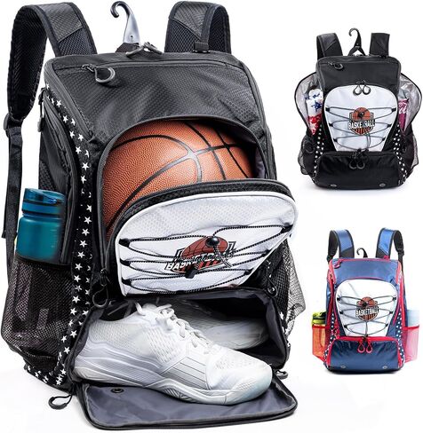 Basketball Backpack with Ball & Shoes Compartment - 30L Capacity Sports Bag, Basketball Accessories Bag Lightweight Breathable for Boys Grils in Saudi Arabia