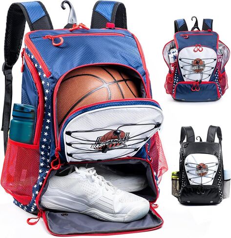 Basketball Backpack with Ball & Shoes Compartment - 30L Capacity Sports Bag, Basketball Accessories Bag Lightweight Breathable for Boys Grils in Saudi Arabia
