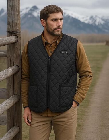 KEMIMOTO Mens Heated Vest, Heated Quilted Jackets for Men, V-Neck Zipper Vest(Batteries Not Included) in Saudi Arabia