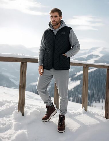 KEMIMOTO Mens Heated Vest, Heated Quilted Jackets for Men, V-Neck Zipper Vest(Batteries Not Included) in Saudi Arabia