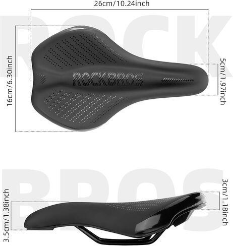 ROCKBROS Comfortable Bike Seat Cushion Made of Thick, High-Density Memory Foam for Men Women Waterproof High Carbon Steel Bike Seat Fit for Mountain Road Bike with Dense Anti-Slip Reflective Dots in Saudi Arabia