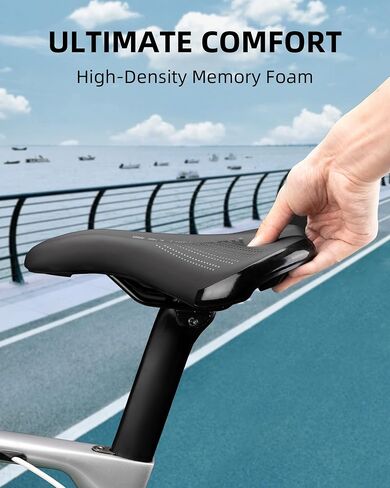 ROCKBROS Comfortable Bike Seat Cushion Made of Thick, High-Density Memory Foam for Men Women Waterproof High Carbon Steel Bike Seat Fit for Mountain Road Bike with Dense Anti-Slip Reflective Dots in Saudi Arabia