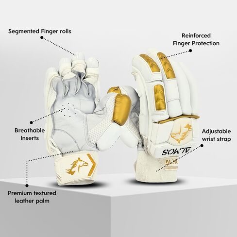 Almos Sports Premium Cricket Batting Gloves for Batsman | Stylish Design, Comfortable Grip, Breathable mesh for Ventilation, Adult Size, PVC Thumb Patch | MKT PRO, ZAK PRO, SHAH X, HAADI Style | in Saudi Arabia