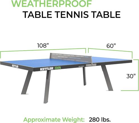 KETTLER Eden Weatherproof Stationary Outdoor Table Tennis Table with Galvanized Steel Legs and Permanent Net and Post System in Saudi Arabia