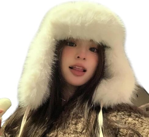 Women's Winter Plush Hat with Earmuffs, Thickened Cold-Proof Beanie for Skiing, Camping & Hiking in Kuwait