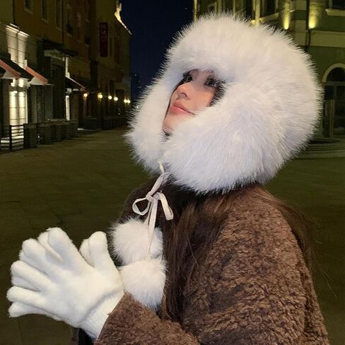 Women's Winter Plush Hat with Earmuffs, Thickened Cold-Proof Beanie for Skiing, Camping & Hiking in Kuwait